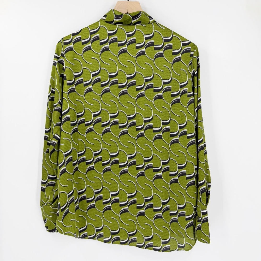 Bundle of 2 MNG Mango Long Sleeve Blouse Tops 6 Polka Dot Green Geometric Satin - Picture 11 of 11